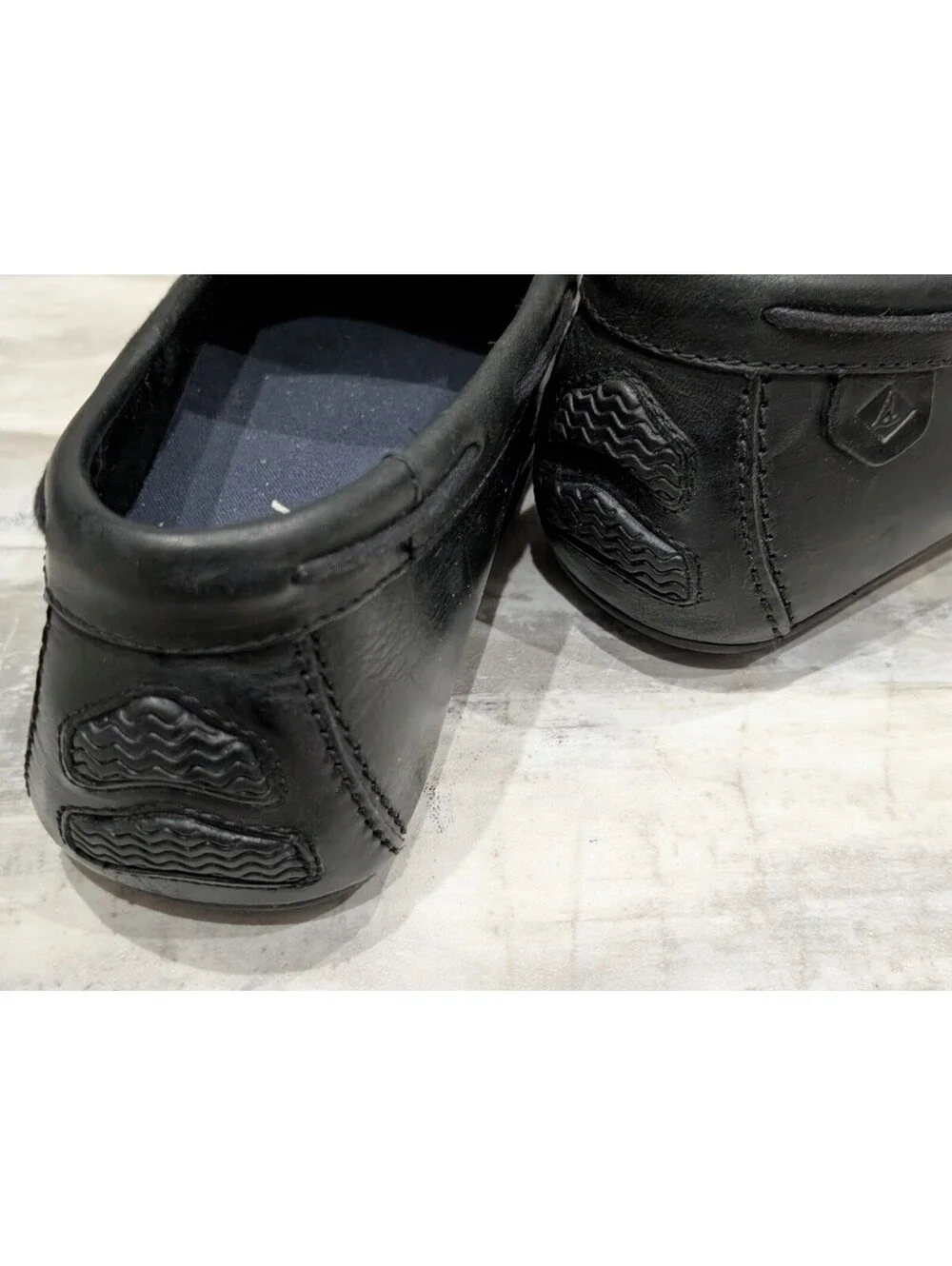 Sperry Black Leather Slip-On Boat Shoes Loafers Size 10
